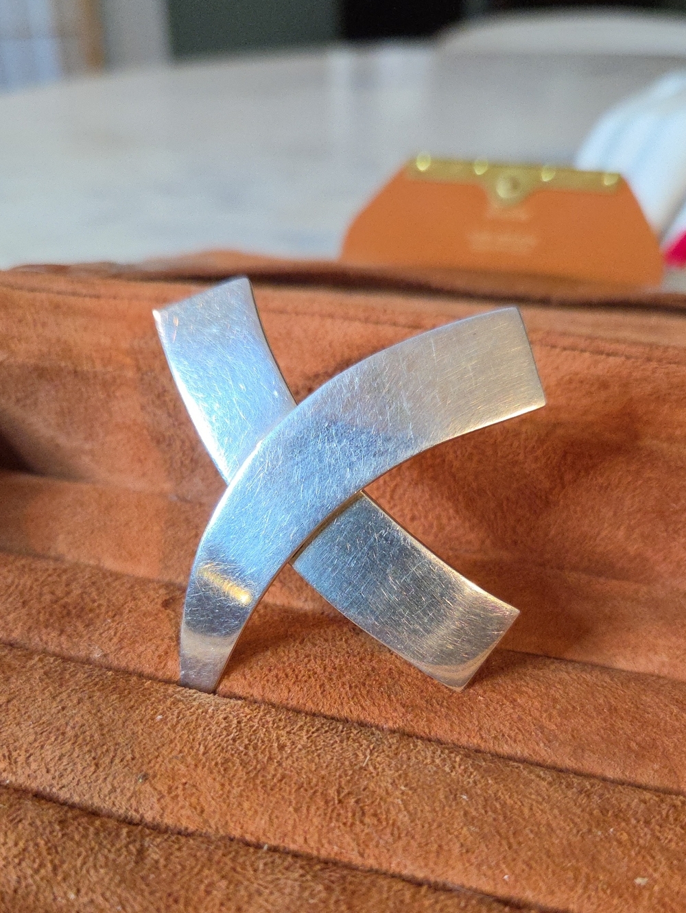 Sterling Silver .925 X-Shaped Brooch / Pendant Mexico